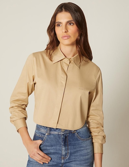 Top Studio F cuello camisero manga larga