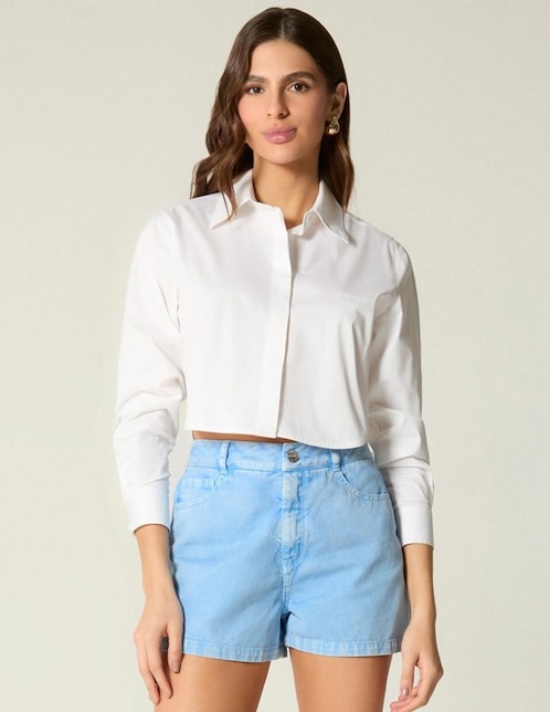 Top cuello camisero manga larga 1