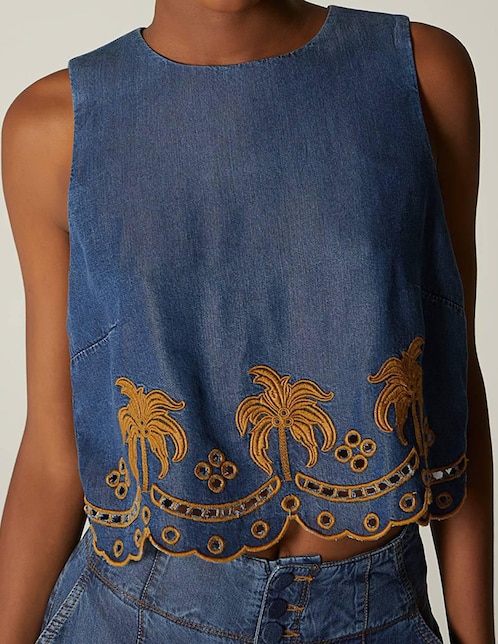 Top Studio F cuello redondo tirante ancho