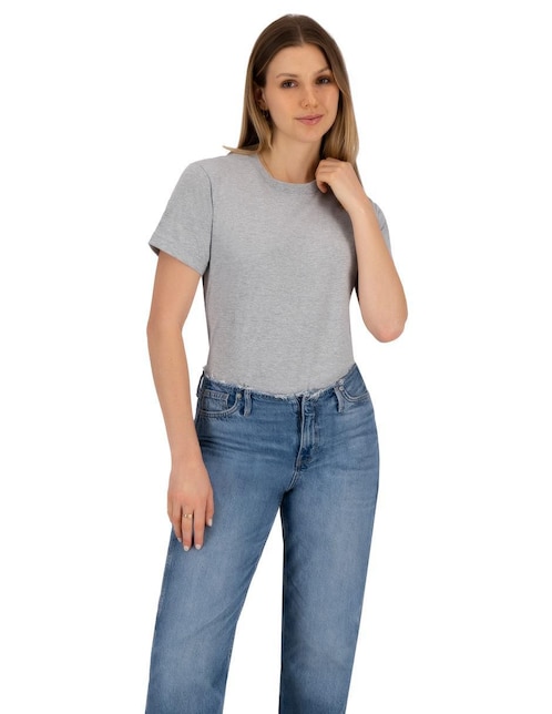 Playera manga corta Indicum Denim cuello redondo para mujer