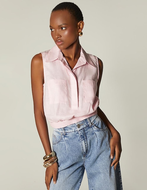 Top Studio F cuello camisero