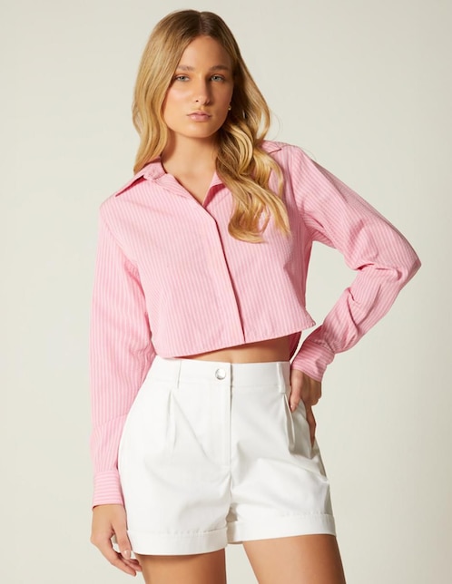 Top cuello camisero manga larga 1