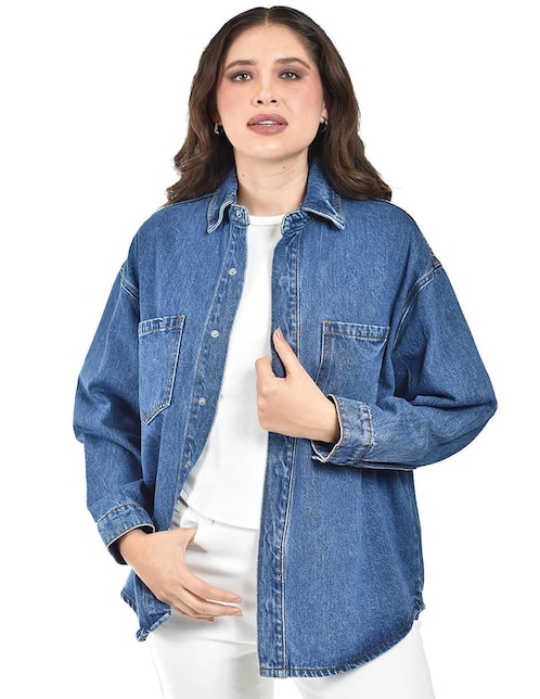Chamarra Denim Roman Fashion algodón para mujer