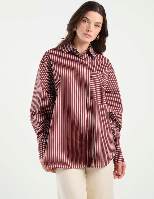 Camisa de algodón manga larga para mujer 1