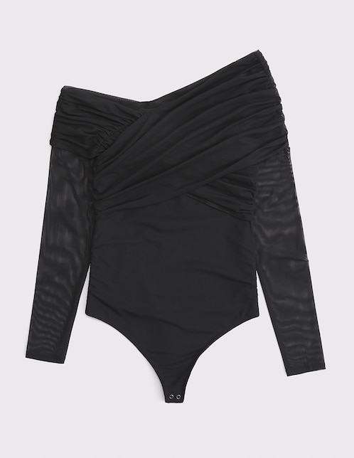 Body cuello asimétrico escote bardot para mujer 1