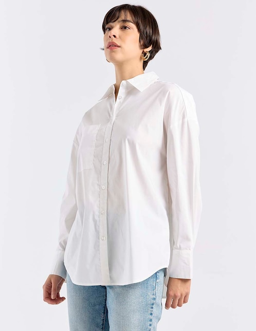 Camisa de algodón manga larga para mujer 1