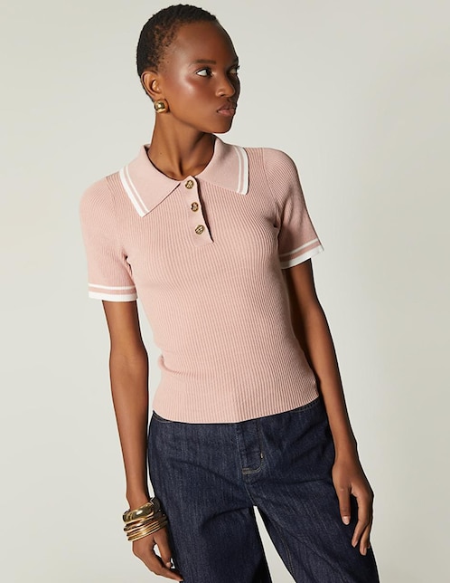 Playera manga corta Studio F cuello polo para mujer