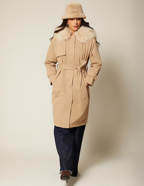 Gabardina resistente al agua con bolsillos para mujer