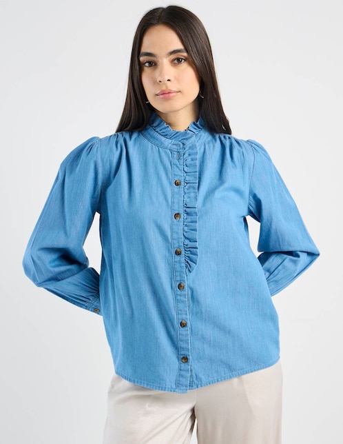 Camisa de algodón manga larga para mujer 1