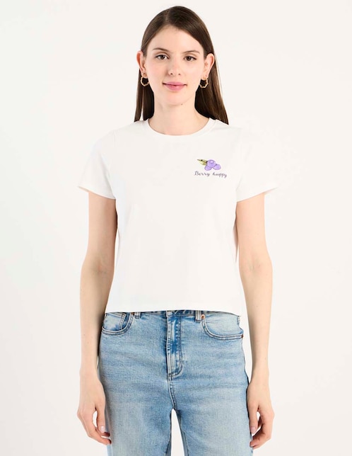 Playera manga corta cuello redondo para mujer 1