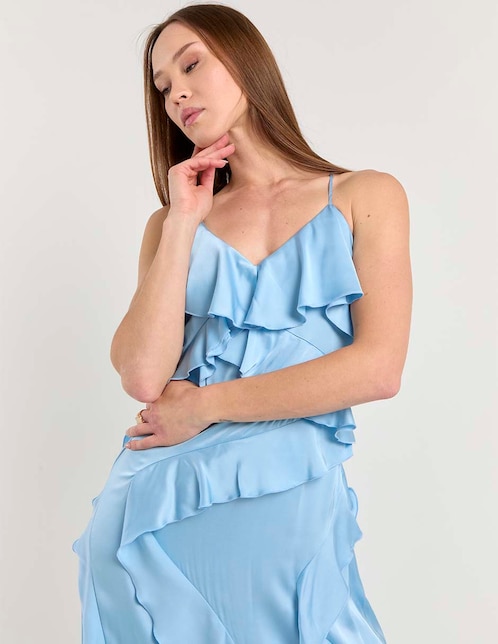 Vestido maxi de fiesta Map espalda cruzada