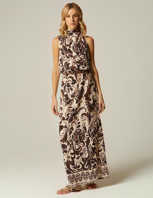 Vestido largo casual Cacao Porto para mujer