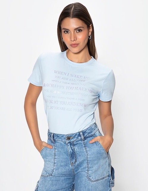 Playera manga corta Studio F cuello redondo para mujer