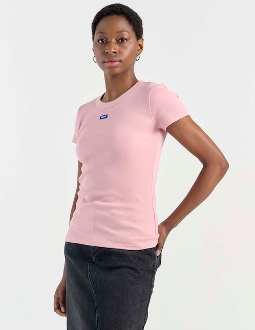 Playera manga corta Hugo Blue cuello redondo para mujer