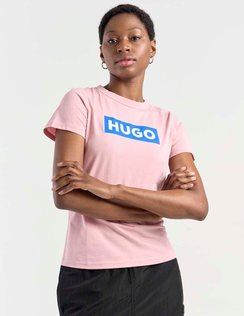Playera manga corta Hugo Blue cuello redondo para mujer