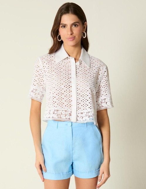Top Studio F cuello camisero