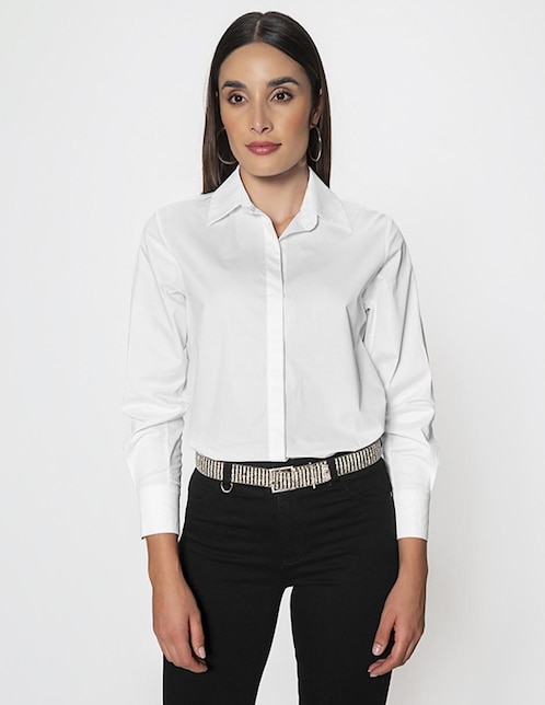 Blusa Studio F New York Times manga larga para mujer