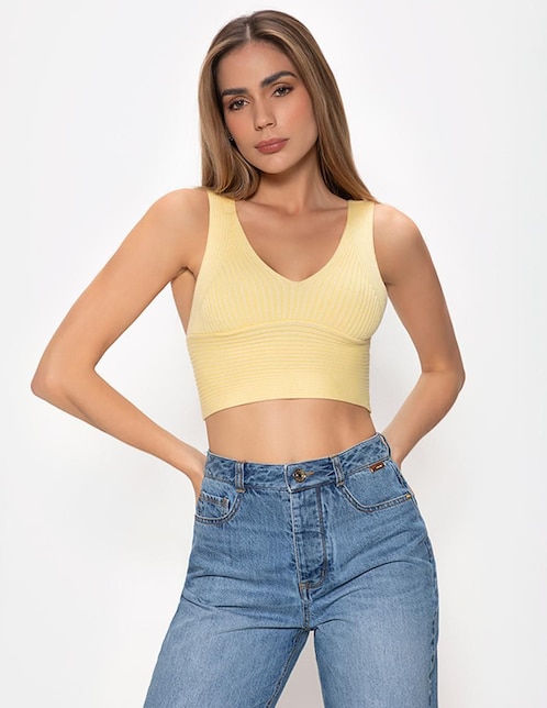 Top Studio F cuello V tirante ancho