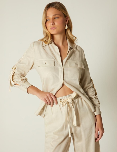 Blusa Lujo Natural manga larga para mujer Blusa Lujo Natural manga larga para mujer