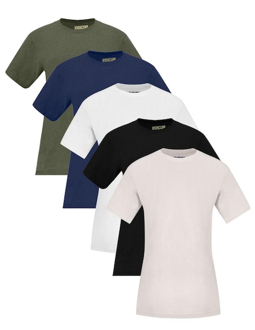 Set playera manga corta Indicum Denim cuello redondo para mujer