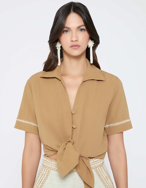 Blusa Artesania Costera manga corta para mujer