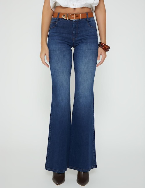 Jeans acampanado cintura Akora para mujer