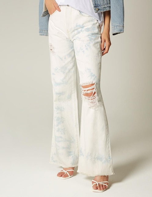 Jeans relaxed bota cintura Clouds Tie Dye para mujer