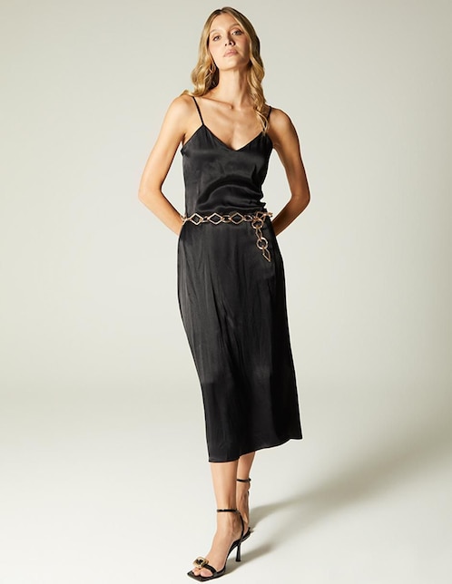 Vestido midi cocktail Studio F Sateen Bucarest para mujer