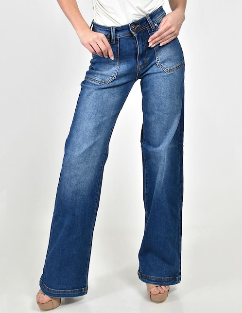 Jeans wide leg cintura alta para mujer 1