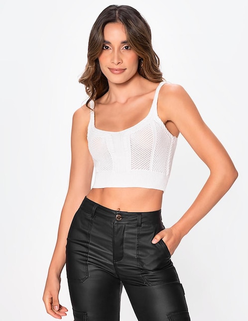 Top Studio F cuello redondo tirante delgado
