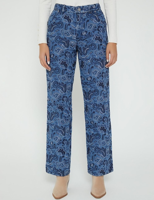 Jeans straight cintura Studio F Denim Barroco para mujer