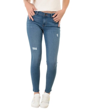 Jeans Skinny 365 Essential Lavado Medio Corte Cadera Para Mujer