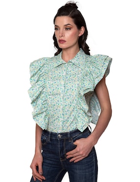 Blusa Beatriz Meade Manga Corta Para Mujer