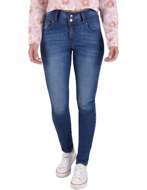 Jeans Skinny Supply Lavado Medio Corte Cintura Para Mujer