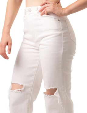 Jeans boyfriend Balam lavado destruido corte a la cintura para mujer