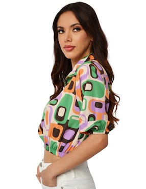 Blusa Roman Fashion manga corta para mujer