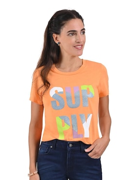 Playera Manga Corta Supply Cuello Redondo Para Mujer