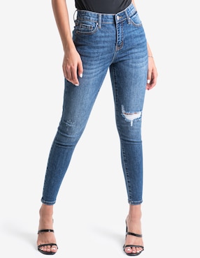 Jeans Skinny Roman Fashion J-BAL-6423-MEDIO-TR Corte Cintura Para Mujer