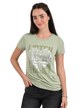 Playera Manga Corta Supply Cuello Redondo Para Mujer