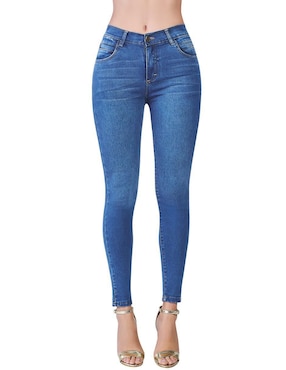 Jeans skinny Opp's lavado obscuro corte cintura alta para mujer