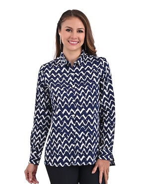 Blusa Liquid Blue Manga Larga Para Mujer