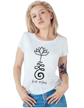 Playera Manga Corta Marëvnyk Flor De Loto Cuello Redondo Para Mujer