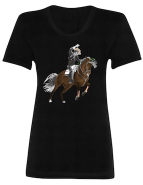 Playera manga corta Marëvnyk Caballo Rejoneador vaquera charro cuello redondo para mujer