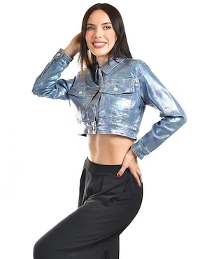 Chamarra Roman Fashion impermeable de mezclilla para mujer