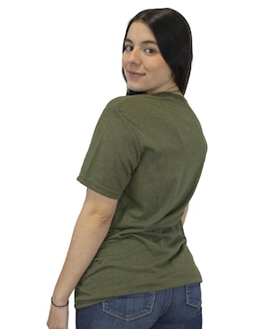 Playera manga corta Indicum Denim cuello redondo para mujer