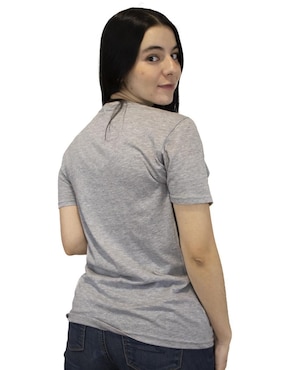 Playera manga corta Indicum Denim cuello redondo para mujer