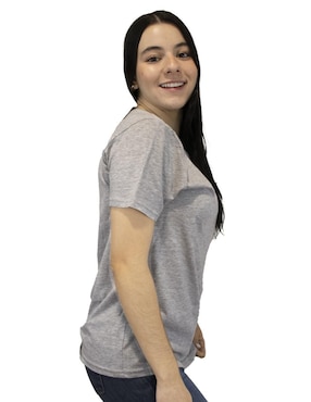 Playera manga corta Indicum Denim cuello redondo para mujer