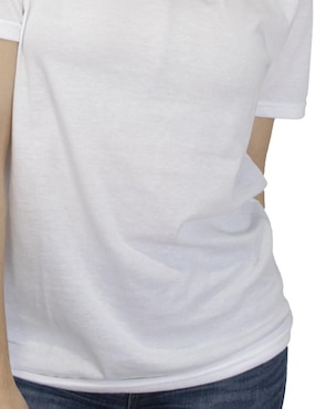 Playera manga corta Indicum Denim cuello redondo para mujer