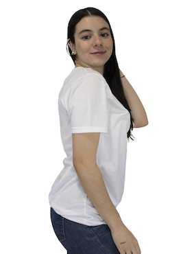 Playera manga corta Indicum Denim cuello redondo para mujer