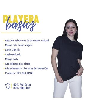 Playera manga corta Indicum Denim cuello redondo para mujer